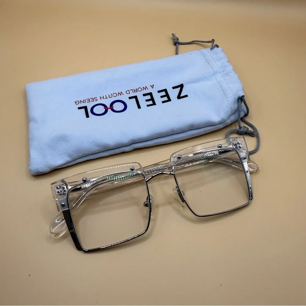 Zeelool Silver Square Women's Glasses, No prescription